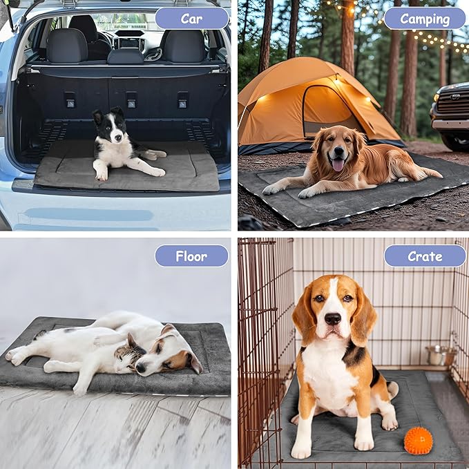 Catalonia Classic Waterproof Dog Mat, Portable Reversible Pet Travel Mat, Pet Cushion Pad with Handle for Small Medium Dogs Cats, Indoor or Outdoor, 127 x 70 cm, Gray Wavy