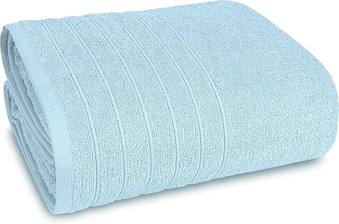 Tens Towels Pack of 1 Jumbo Bath Sheet 40 x 80 Inches, Extra Large & Light Weight, Quicker to Dry, 100% Cotton, Super Soft & Absorbent, Perfect to Wrap Yourself in, Sky Blue