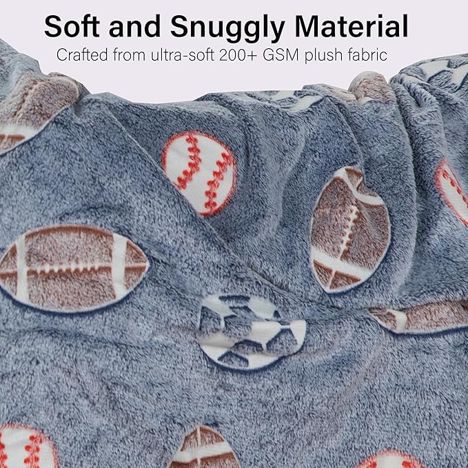 NAPRO Kids 3-in-1 Travel Blanket and Pillow Combo, Convertible Infinity Scarf, Lightweight Neck Support for Airplane, Car & Camping, Glow-in-The-Dark - Sports