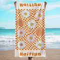 JML Personalized Beach Towel with Name, Custom Flower Beach Towel, Customized Microfiber Pool Towel, Quick Dry & Absorbent Swim Towel for Adult,Anniversary, Birthday, Summer Holiday,Vacation