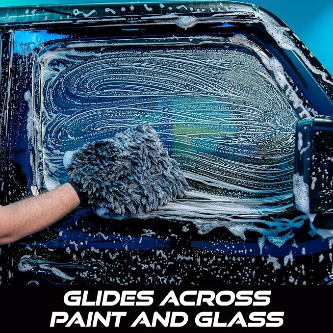 VIKING Car Wash Mitt, Microfiber for Car Cleaning, Premium Chenille, Black, 10 inch x 8 inch, 2 Pack