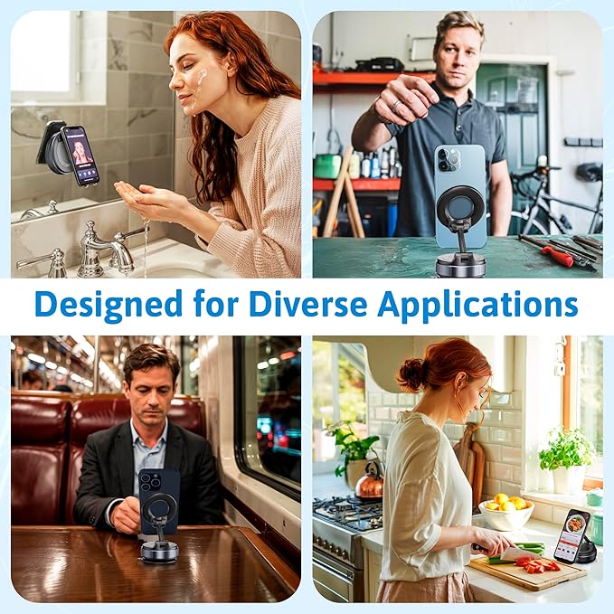 for Magnetic Car Mount, Magnetic Phone Holders for Your Car, Car Phone Holder for Magsafe[24 * N55 Strong Magnets], Suction Cup Phone Mount Car/for iPhone 17 Pro Max(Black)