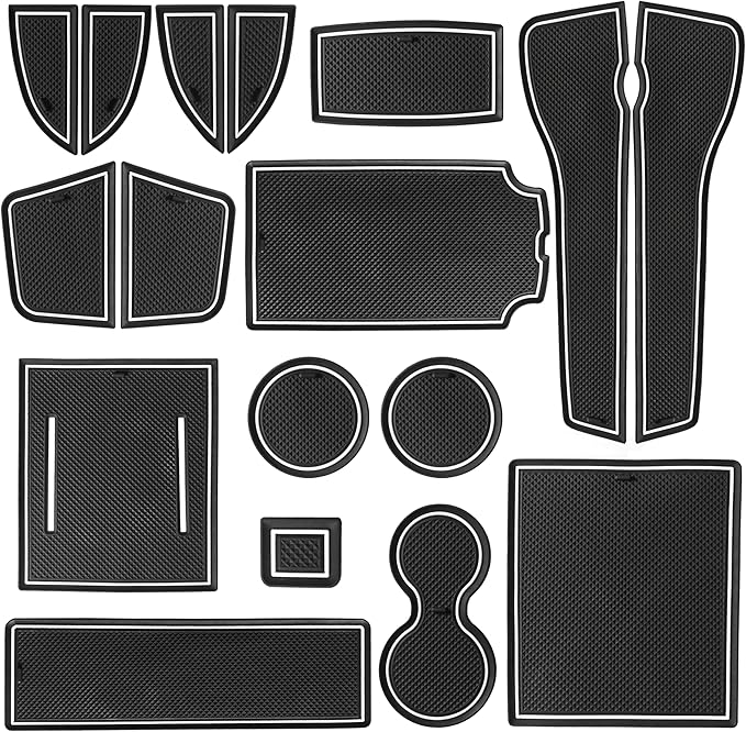 SENSHINE for Honda Civic Accessories 2022 2023 2024 2025 2026 11th Gen Sedan Cup Holder Insert Center Console Liner Door Slot Mats Pad Coaster Rubber Custom Interior 17PC (White Trim, Glow in Dark)