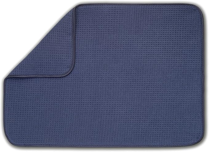 Bellemain XXL Dish Mat Microfiber Dish Drying Mat, Super absorbent (16" x 18", Navy)