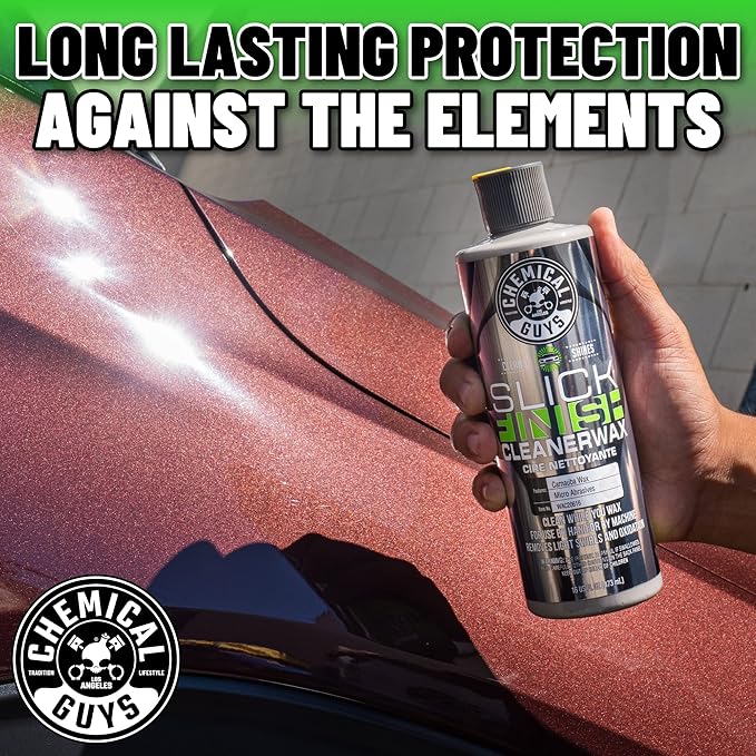 Chemical Guys WAC20616 Slick Finish Cleaner Wax Light Paint Cleanser & Brilliant Shine Carnauba Wax, 16 fl oz
