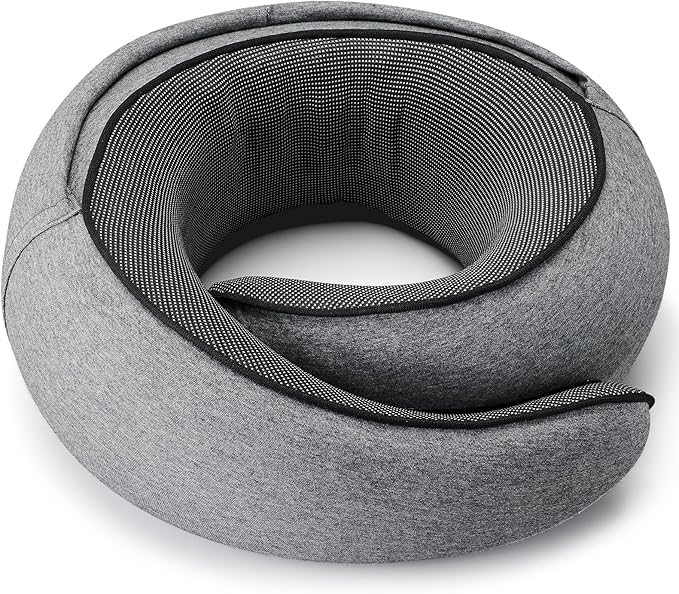 Travel Pillow with Hood (Dark Gray) - for Airplane Travel and Car Ride Nap, Foldable Hood, Slow-Rebound Memory Foam, 360 Ergonomic Design, Compact and Portable in Travel Bag