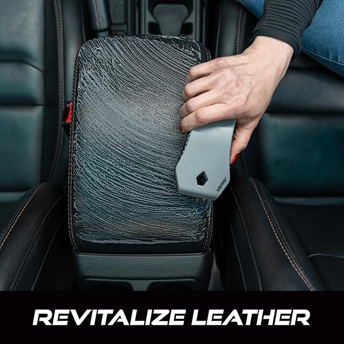 VIKING Leather Cleaner Brush, Horsehair Bristles for Car Interior, Cleaning Brush for Car and Home, Grey, 6.5 x 2.8 x 2 inch