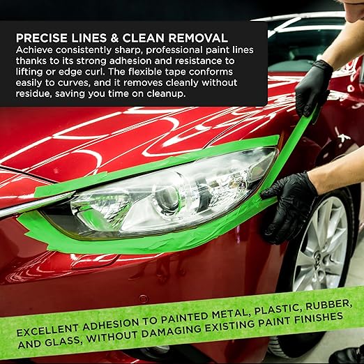 Dura-Gold Green Automotive Masking Tape 3/4, 1-1/2, 2 Inch (0.7", 1.41", 1.88" x 55 Yards), 1 Roll Each - High-Performance, Heat Resistant - Auto Refinish Painting Car Detailing Autobody Painters Tape