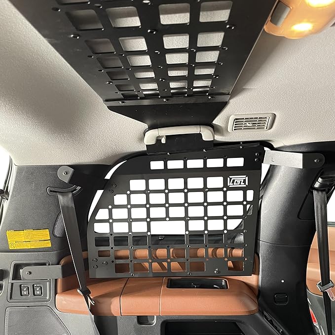 HIGH FLYING for Toyota Sequoia 2008-2022 Car Accessories Modular Storage Molle Panels System Trunk Shelf Luggage Storage Carrier Trunk Organizer Aluminum Alloy (Side Panels+Roof Shelf)