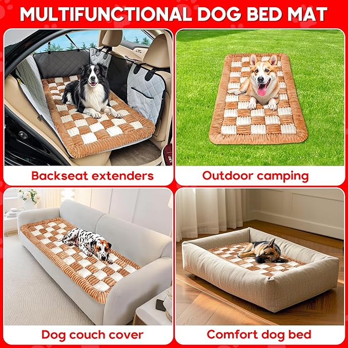 Dog Car Bed Mat, Non-Slip Backseat Extender Pet Blanket, Plaid Dog Bed for Trucks, Sedans & Large SUVs, Chew-Resistant Travel Pad for Dogs, Easy Clean & Scratch-Proof & Comfort (56"x28.7")