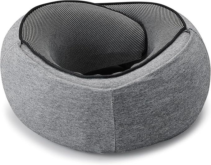 Travel Pillow with Hood (Dark Gray) - for Airplane Travel and Car Ride Nap, Foldable Hood, Slow-Rebound Memory Foam, 360 Ergonomic Design, Compact and Portable in Travel Bag