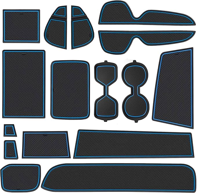 SENSHINE 3D Cup Holder Insert for Toyota Rav4 Accessories 2019-2023 2024 2025 Center Console Liner Door Pocket Mats Non-Slip Anti Dust Pad Premium Interior 16 Pcs (Blue Trim)
