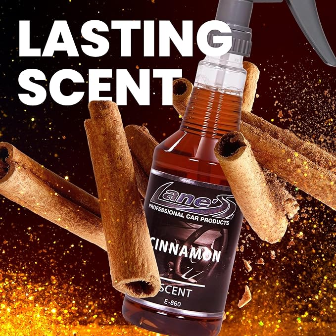 Lane's Premium Car Air Fresheners - Cinnamon Scent Water Based - 32oz Eliminate Bad Odors of Pet & Food From Car Interior Leather, Carpet, Upholstery Great For Cars, Trucks, SUVs, RVs & More