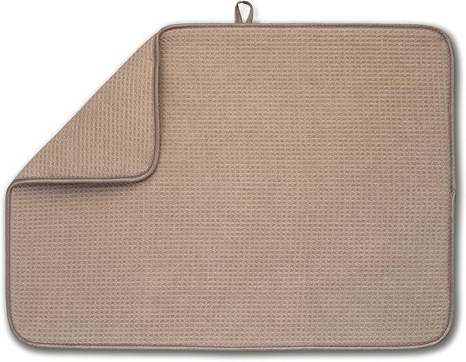 Bellemain XXL Dish Mat 24" x 17" ( LARGEST MAT ) Microfiber Dish Drying Mat , Super absorbent ( Mocha )