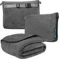 PAVILIA Travel Blanket Pillow, Soft Airplane Blanket 2-in-1 Combo Set, Plane Blanket Compact Packable, Flight Essentials Car Pillow, Travelers Gifts Accessories, Luggage Backpack Strap, 60x43 Gray