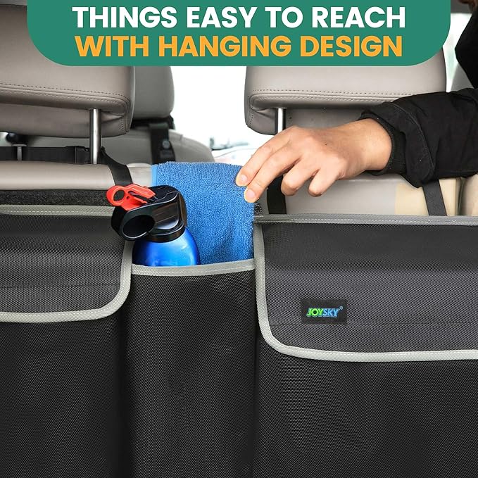 JOYSKY Car Trunk Organizer for SUV, Backseat Hanging Trunk Organizer for Jeep, Hatchback, MPV, Large Capacity Seat Back Storage Bag, Made of High Density Fabric, Space-saving Car Interior Accessory