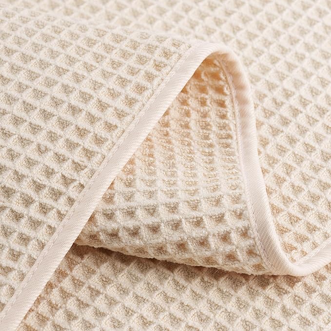 POLYTE 430 GSM Microfiber Lint Free Hand Towel, 16 x 30 in, 4 Pack (Waffle Weave)