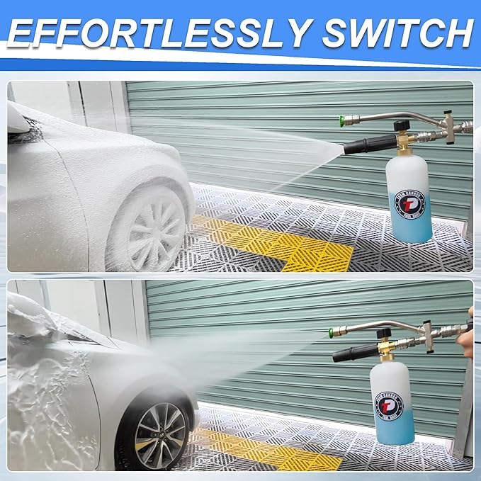 Tool Daily Foam Cannon with Dual Connector Accessory, 1/4 Inch Quick Connector, 5 Pressure Washer Nozzle Tips, 1 Liter