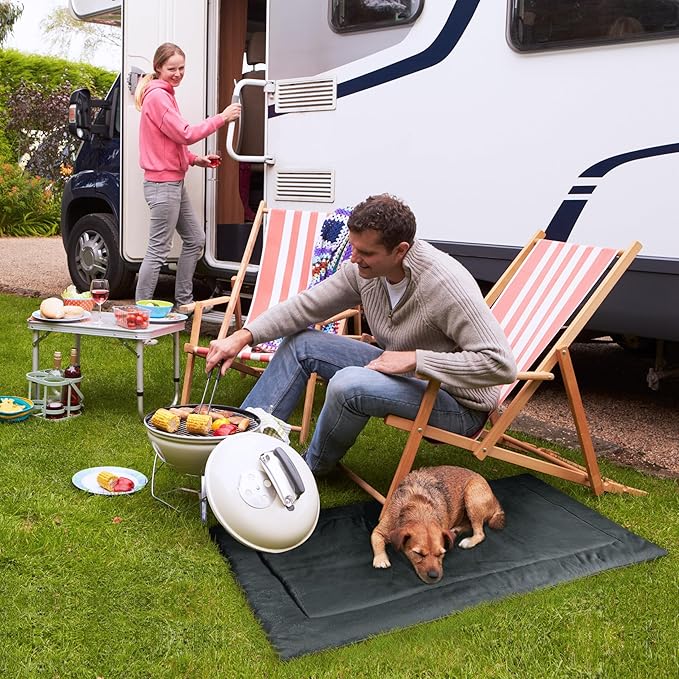 Catalonia Classic Waterproof Dog Mat, Portable Reversible Pet Travel Mat, Pet Cushion Pad with Handle for Small Medium Dogs Cats, Indoor or Outdoor, 50x27.5 inch, Gray