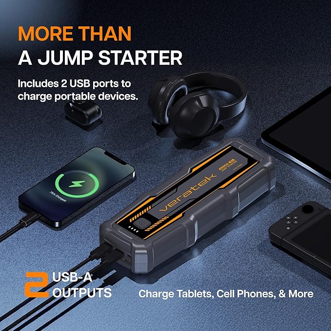 V10 Pro 4000A Car Battery Jump Starter Portable (10.0L Gas & 8.0L Diesel) – 12V Lithium Battery Booster Pack with SmartCharge Safety, Jumper Cables, 24000mAh Power Bank, Jump Box, LED Light