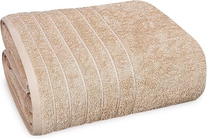Tens Towels Pack of 1 Jumbo Bath Sheet 40 x 80 Inches, Extra Large & Light Weight, Quicker to Dry, 100% Cotton, Super Soft & Absorbent, Perfect to Wrap Yourself in, Beige