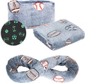NAPRO Kids 3-in-1 Travel Blanket and Pillow Combo, Convertible Infinity Scarf, Lightweight Neck Support for Airplane, Car & Camping, Glow-in-The-Dark - Sports