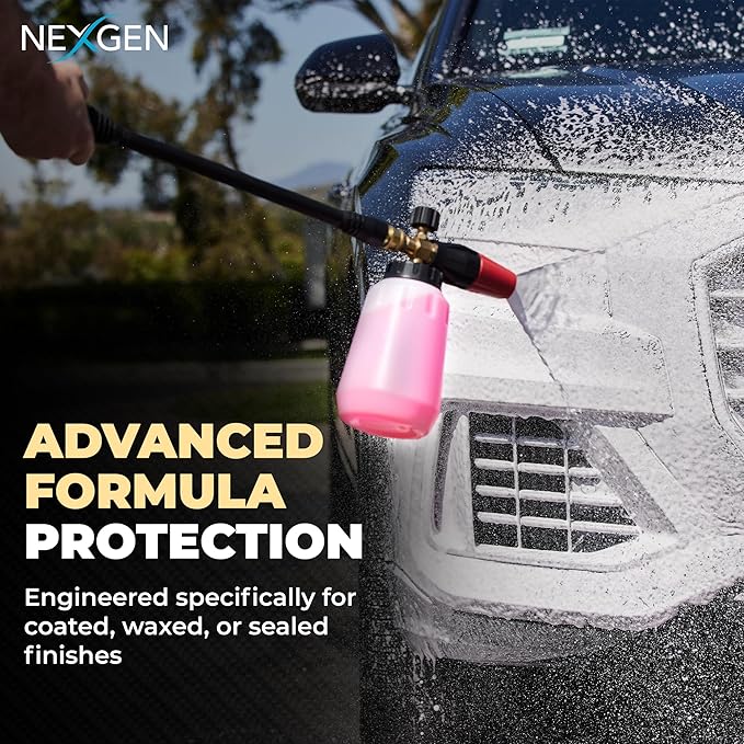 Nexgen High Foam Car Wash (16oz) - Professional-Grade, pH-Balanced car soap for Spotless Shine - On-the-Go Car Detailing - Car Cleaning Supplies - Safe for Coated, Waxed & Sealed Finishes