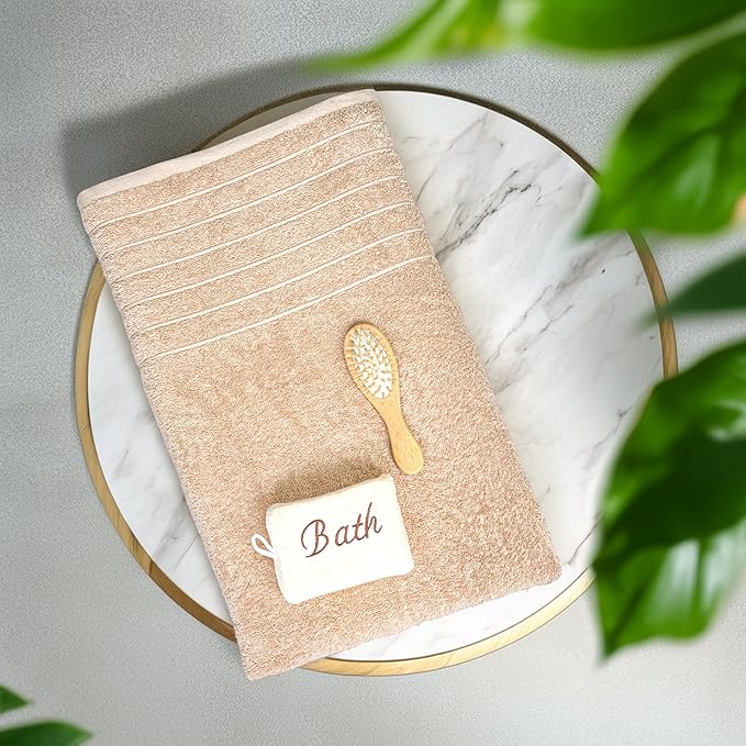 Tens Towels Pack of 1 Jumbo Bath Sheet 40 x 80 Inches, Extra Large & Light Weight, Quicker to Dry, 100% Cotton, Super Soft & Absorbent, Perfect to Wrap Yourself in, Beige