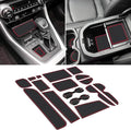 SENSHINE 3D Cup Holder Insert for Toyota Rav4 Accessories 2019-2023 2024 2025 Center Console Liner Door Pocket Mats Non-Slip Anti Dust Pad Premium Interior 16 Pcs (Red Trim)