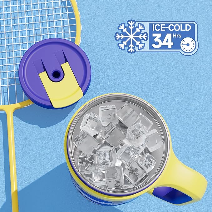 POWCAN 40 oz Tumbler with Handle, 2-in-1 Straw and Sip Lid, Leakproof, Dishwasher Safe, Insulated Stainless Steel Travel Coffee Mug, Keeps Cold for 34 Hours, Fits in Car Cup Holder (Rise to Glory)