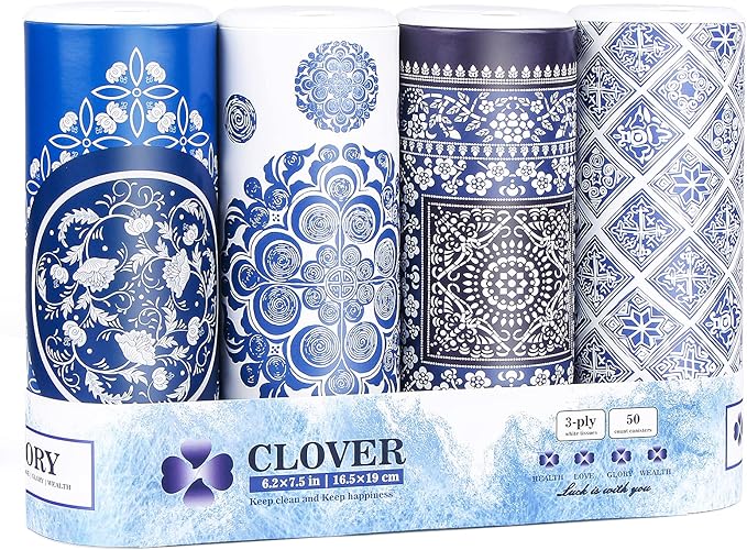 Car Round Canned Tissue Box Cup Holder Facial Tissues,Cylinder Tube Face Towel,4 Canister 3-Ply Car Napkins for Travel Tissue Bulk Fit、Home、Office、School by CLOVER
