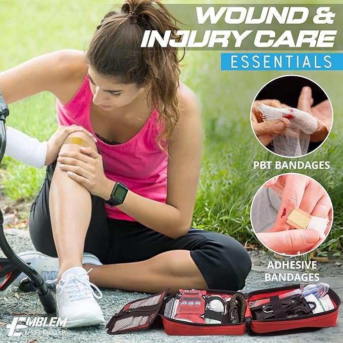 242 pc First Aid Survival Kit with SWAT-T Tourniquet Made in USA | IFAK Emergency Trauma Kit | Survival Gear | by Emblem Outdoor