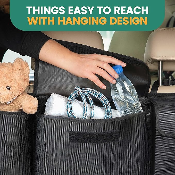 JOYSKY Trunk Hanging Organizer, Backseat Trunk Organizer for SUV, Truck, MPV, Large Capacity Vehicle Storage Bag with Upgraded High-Density Fabric, Space Saving Car Accessories Interior