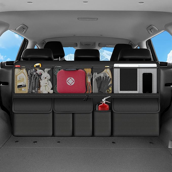 Hanging Car Trunk Organizer Fit For Hyundai Tucson Foldable Large Capacity 41.3x20 inch Backseat Trunk Organizers Storage, Car Accessories Interior, with Multi Pockets Black