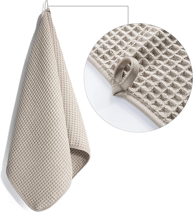 POLYTE 430 GSM Microfiber Lint Free Hand Towel, 16 x 30 in, 4 Pack (Waffle Weave)