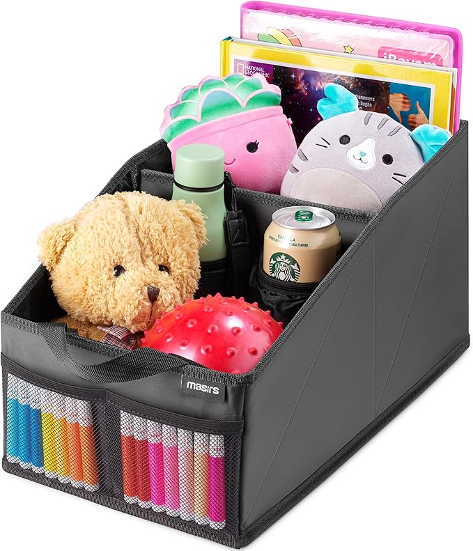 Masirs Back Seat Car Organizer, Neatly Organize Items While Traveling, Folds Flat for Easy Trunk Storage
