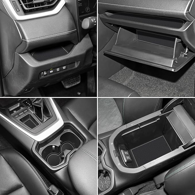 SENSHINE 3D Cup Holder Insert for Toyota Rav4 Accessories 2019-2023 2024 2025 Center Console Liner Door Pocket Mats Non-Slip Anti Dust Pad Premium Interior 16 Pcs (Gray Trim)