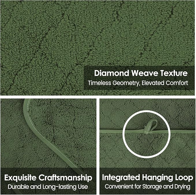 JML Pack of 4 Bath Towels, 30"x60", Large Microfiber Towel Set, Ultra Soft, Super Absorbent, Fast Drying, Perfect for Sauna, Shower, Pool, Sport, Travel, Fitness, SPA,Yoga, Coral Fleece-Olive-Green