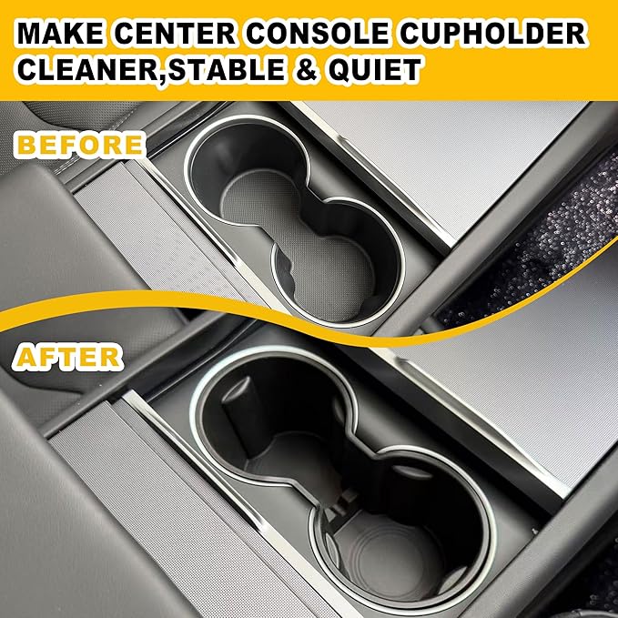 Dermon Cup Holder Insert for Tesla New Model Y Juniper 2025 2026 Drink Limiter Center Console Water Cup Holder TPE Interior Accessories