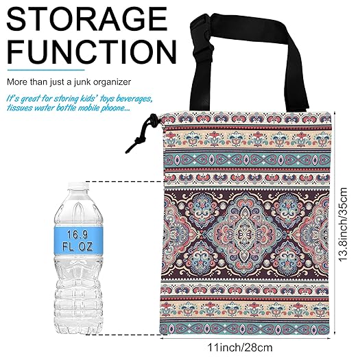 Car Trash Bag Geomatric Textile Texture Car Garbage Bag Hanging Car Trash Can for Back Seat with Drawstring, Waterproof Garbage Bags for Car Accessories Vehicle Travelling Camping Outdoor