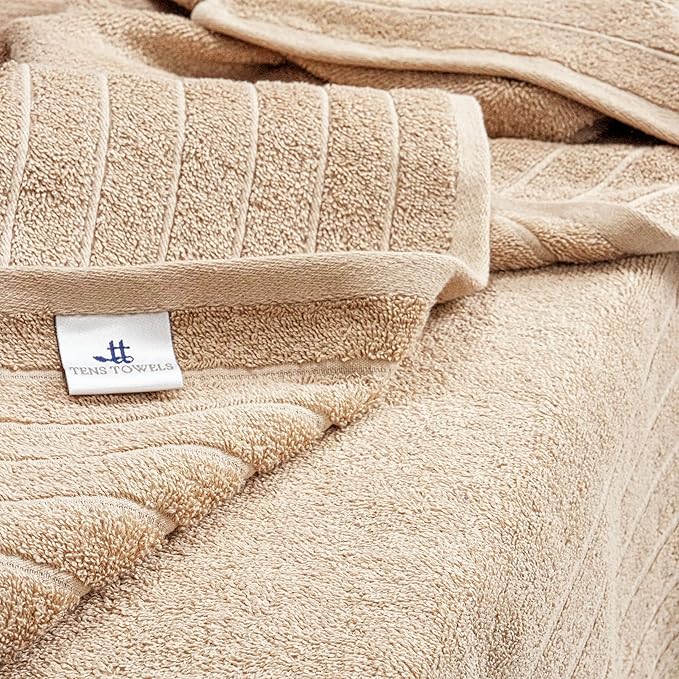 Tens Towels Pack of 1 Jumbo Bath Sheet 40 x 80 Inches, Extra Large & Light Weight, Quicker to Dry, 100% Cotton, Super Soft & Absorbent, Perfect to Wrap Yourself in, Beige