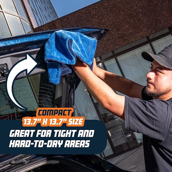 Chemical Guys Little Megalodon Multi Purpose Microfiber Towel (2 Pack) 13.7 x 13.7 Inch – Ultra Plush Detailing Towels for Car Wash, Drying, Interior Cleaning, Glass, Dusting & Polishing