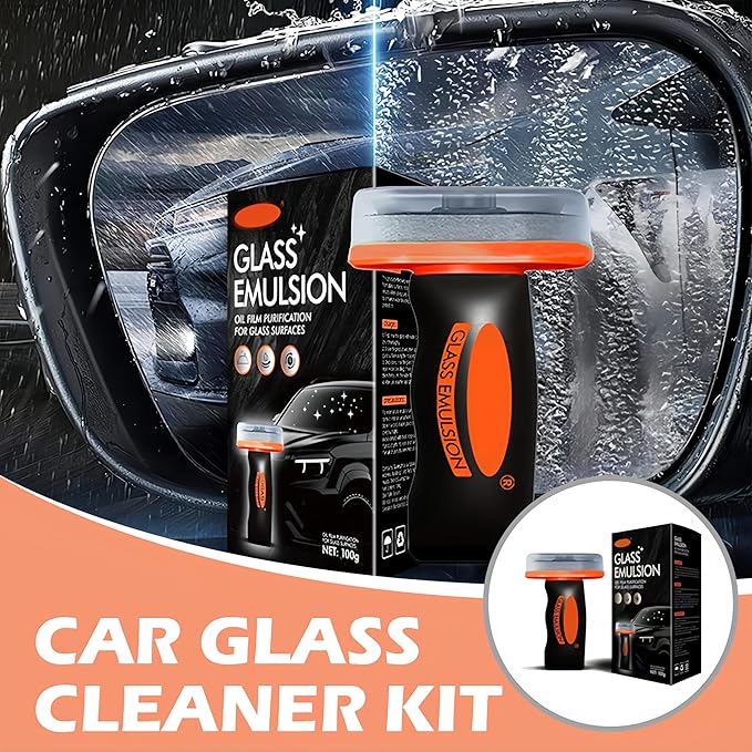 Oil Film Remover for Car Windshields and Windows, New Car Glass Oil Film Cleaner for Paint/Wheels Improve Driving Visibility Universal Anti-Rain Fog Glass Brush (2, Black)