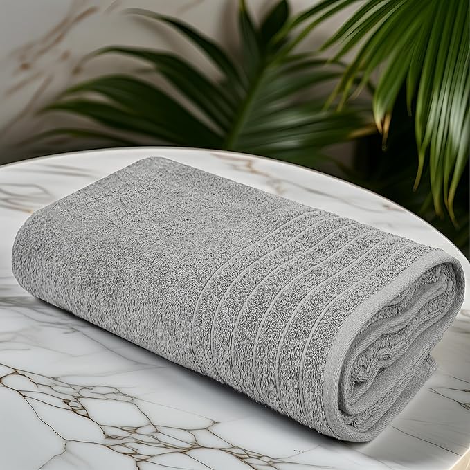 Tens Towels Pack of 1 Jumbo Bath Sheet 40 x 80 Inches, Extra Large & Light Weight, Quicker to Dry, 100% Cotton, Super Soft & Absorbent, Perfect to Wrap Yourself in, Cool Grey