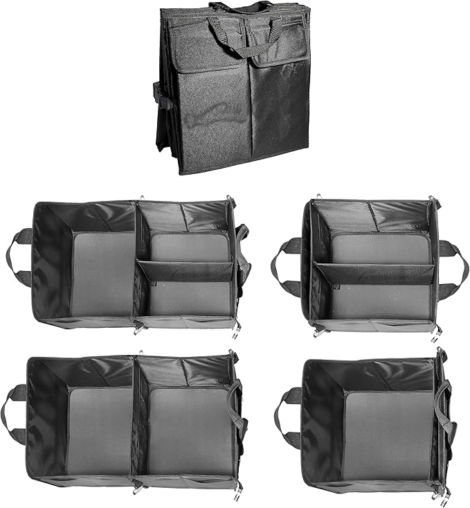 VViViD Folding Car Trunk Storage Organizer with configurable interior compartments