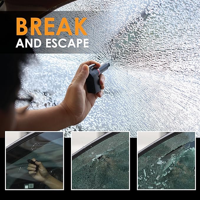 Ztylus Stinger Car Emergency Tool, Spring-Loaded Window Breaker, Car Safety Hammer, Seatbelt Cutter and Window Glass breaker, Car Escape Tool, USB Car Charger, 2 USB Ports Max 2.4A (2 pcs Black Combo)