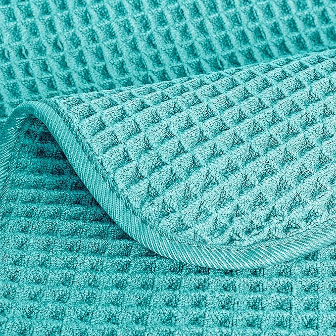 POLYTE 430 GSM Microfiber Lint Free Hand Towel, 16 x 30 in, 4 Pack (Waffle Weave)