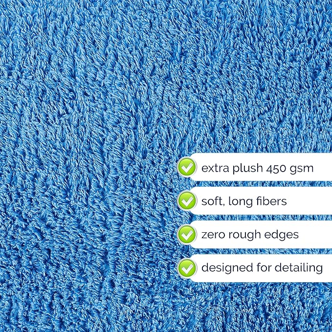 GREEN LIFESTYLE Chamois Cloth Microfiber Cleaning Cloth 6 Pack, Borderless Microfiber Towels Cleaning, Car Microfiber Towel, Drying Towels for Сars, Car Wash Towels (16" x 16", Blue) (6 Pack – 16x16)