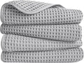 POLYTE 430 GSM Microfiber Lint Free Hand Towel, 16 x 30 in, 4 Pack (Waffle Weave)