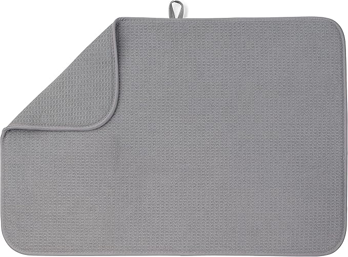 Bellemain XXL Dish Mat 24" x 17" ( LARGEST MAT ) Microfiber Dish Drying Mat , Super absorbent ( Gray )